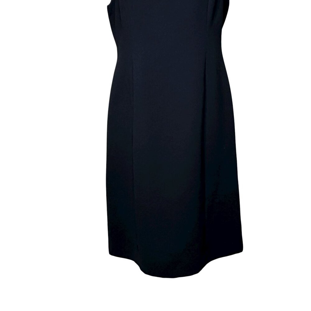 Tahari Solid Black Sheath Dress Sleeveless Size 10 Petite - Picture 6 of 8